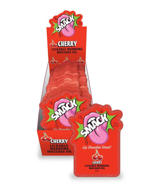 "Smack Lickable Massage Oil, 3ml Pouch Display 36pc - Cherry LG-BT441PD"
