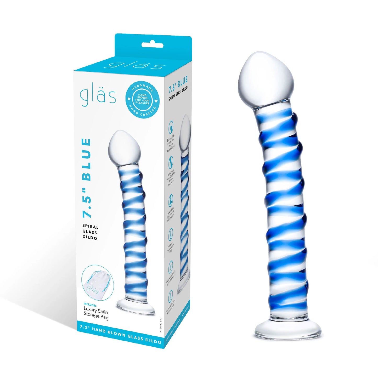 Blue Spiral Glass Dildo GLAS-75