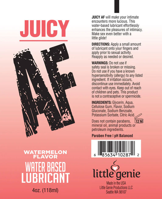 Juicy Af - Watermelon Water Based Flavored Lubricant - 2 Oz