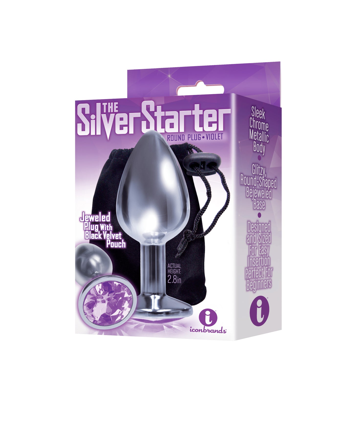 The 9's the Silver Starter Bejeweled Stainless Steel Plug - Violet ICB2607-2
