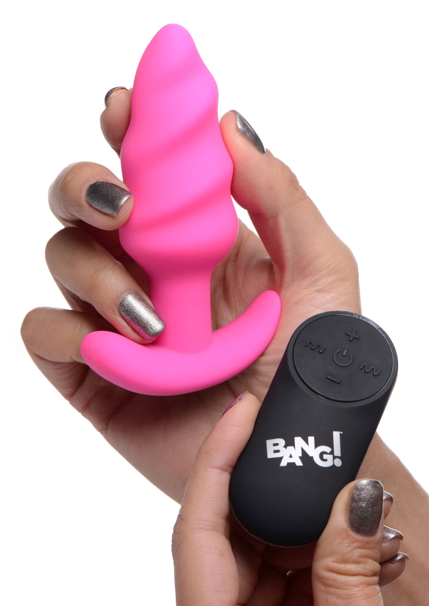 21x Silicone Swirl Plug With Remote - Pink BNG-AG564-PNK