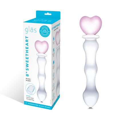 8 Inch Sweetheart Glass Dildo - Pink/clear GLAS-161