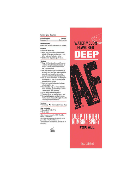 Deep Af Numbing Throat Spray 1 Oz - Watermelon
