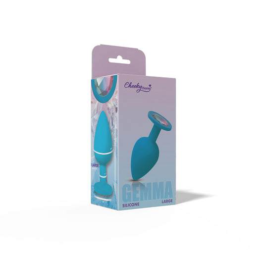 Gemma Clear Iridescent Gem Teal Silicone Plug - L