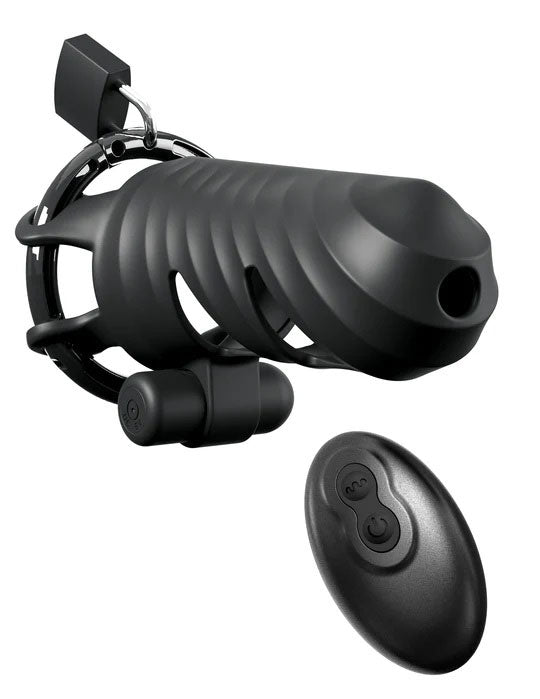 "Fantasy C-Ringz Remote-Controlled Vibrating Cock Blocker - Black PD5971-23"