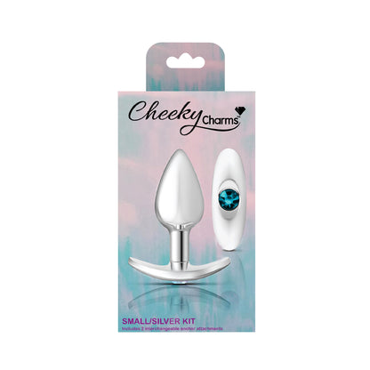 Cheeky Charms-Silver Metal Butt Plug Kit- Clear/teal VB-CC9141