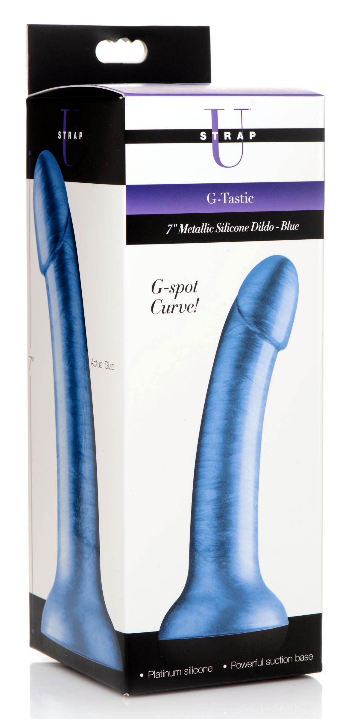 G-Tastic 7 Inch Metallic Silicone Dildo - Blue SU-AG862-BLU