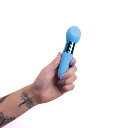 Rina Rechargeable Dual Motor Silicone 15- Function Vibrator - Blue MTMA23-03-B7