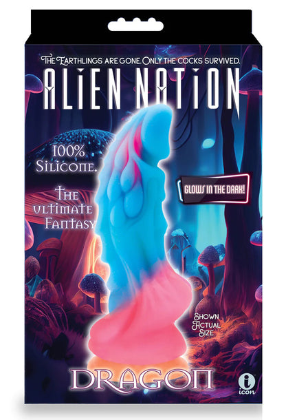 Alien Nation Dragon Silicone Glow in the Dark Creature Dildo - Multicolor IC1353