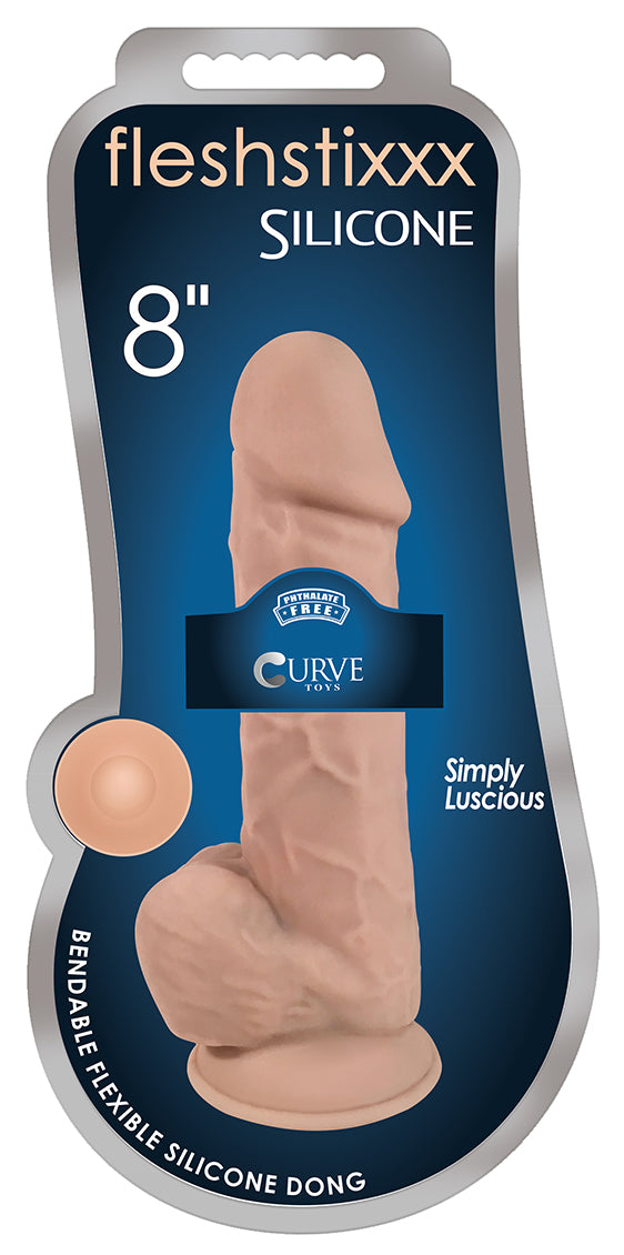 8 Inch Fleshstixxx Silicone Dildo With Balls -  Vanilla CN-19-0529-10