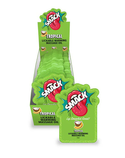 "Smack Lickable Massage Oil, 3ml Pouch Display 36pc - Tropical LG-BT445PD"