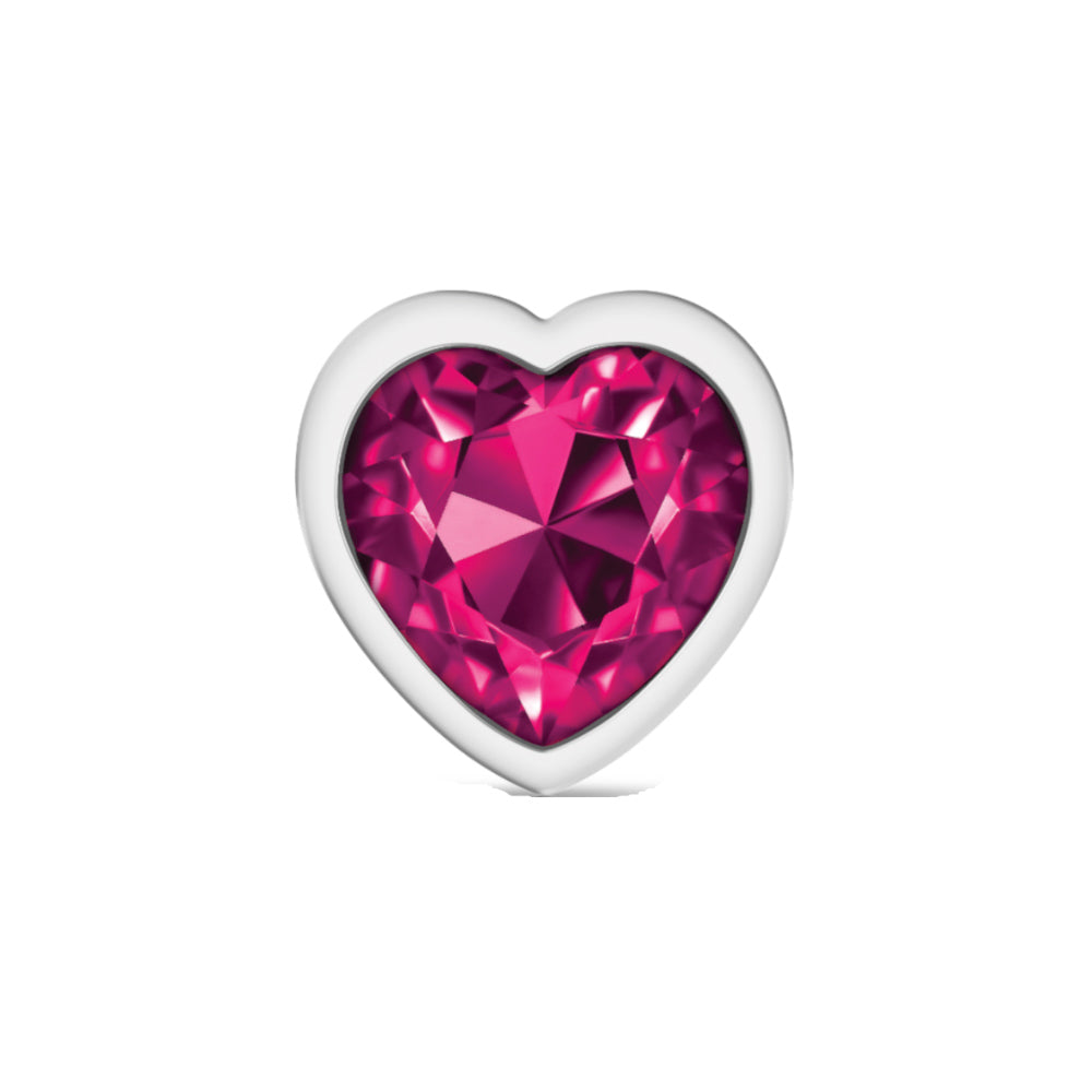 Cheeky Charms-Silver Metal Butt Plug- Heart-Bright Pink-Large VB-CC9131