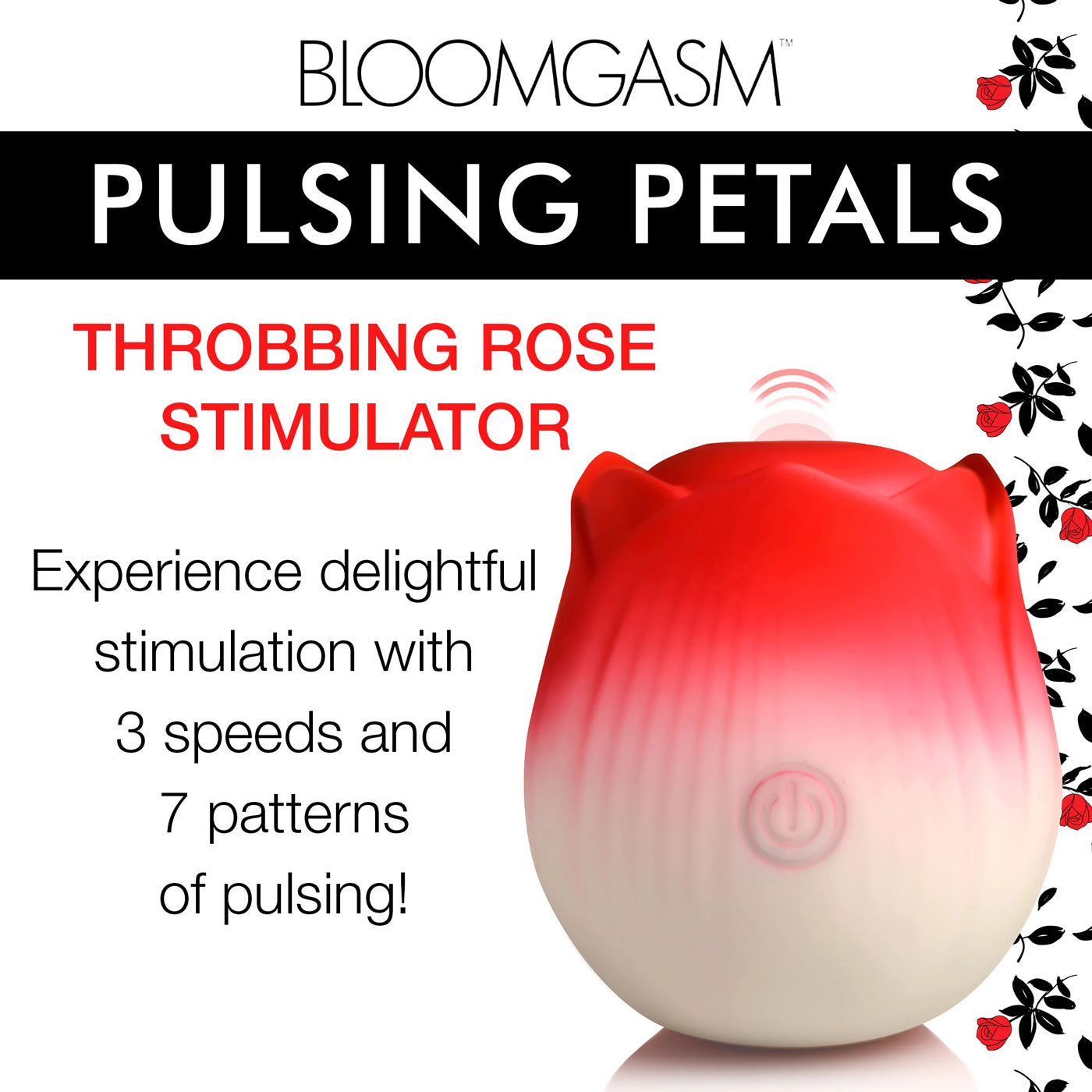 Pulsing Petals Throbbing Rose Stimulator - Red INM-AH387-RED