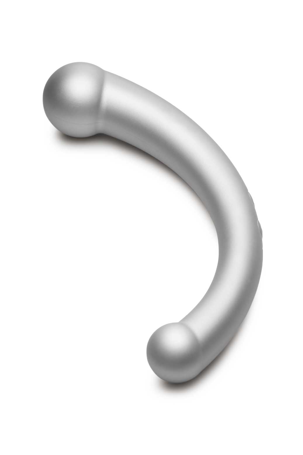 10x Vibra-Crescent Silicone Dual Ended Dildo -  Silver MS-AH112-SIL