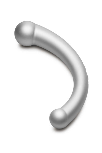 10x Vibra-Crescent Silicone Dual Ended Dildo -  Silver MS-AH112-SIL