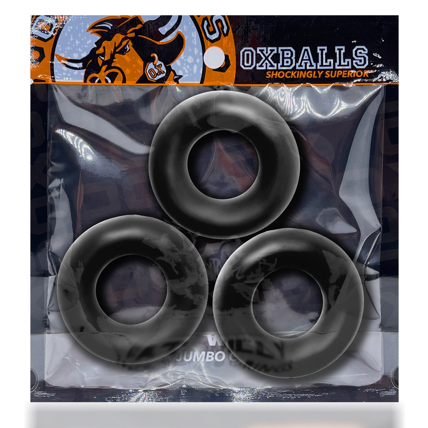 Fat Willy 3-Pack Jumbo C-Rings - Black OX-3065-BLK