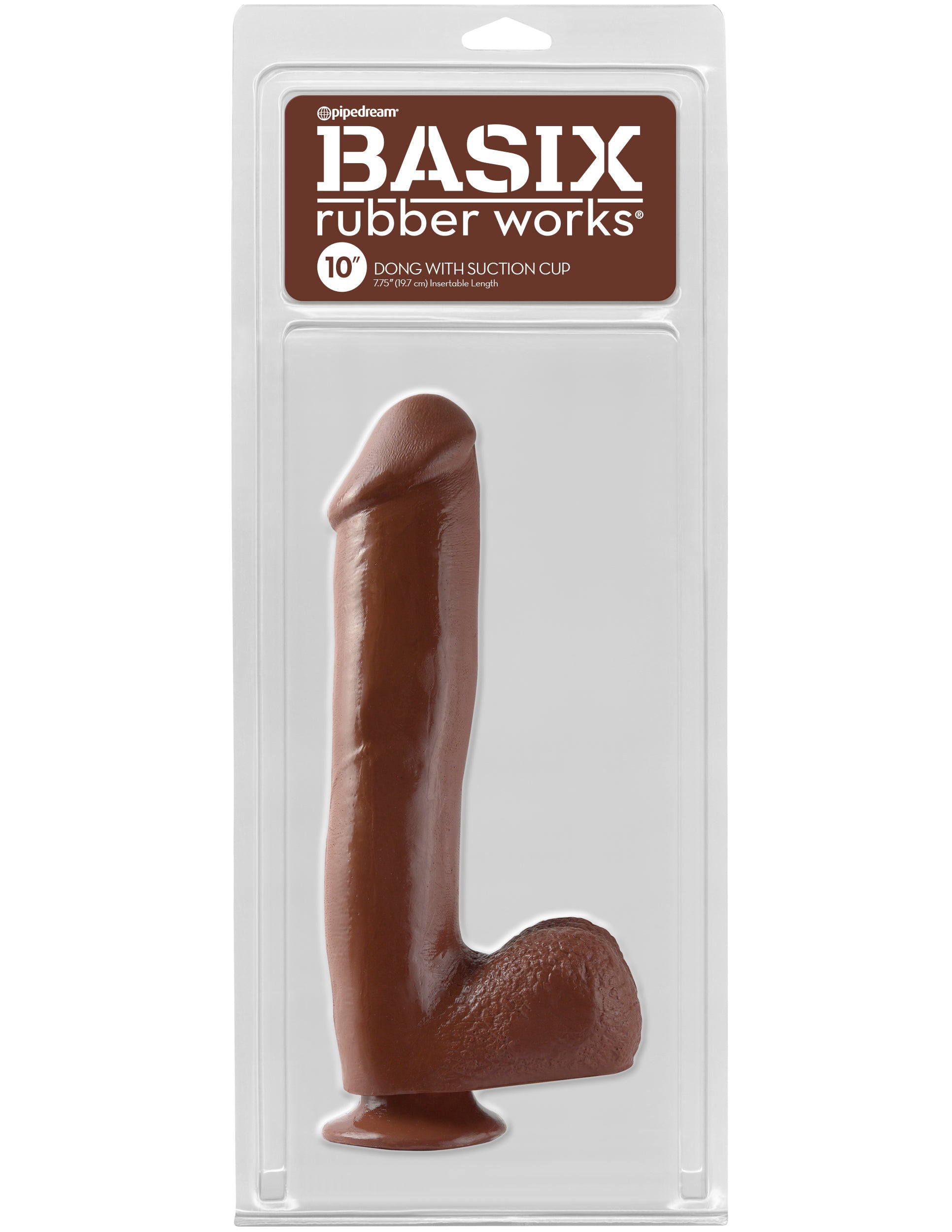 Basix Rubber Works - 10 Inch Dong With Suction - Brown PD4222-29